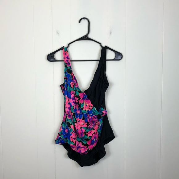 Vintage 80s Jantzen Floral One Piece Swimsuit Sz S - Picture 2 of 11